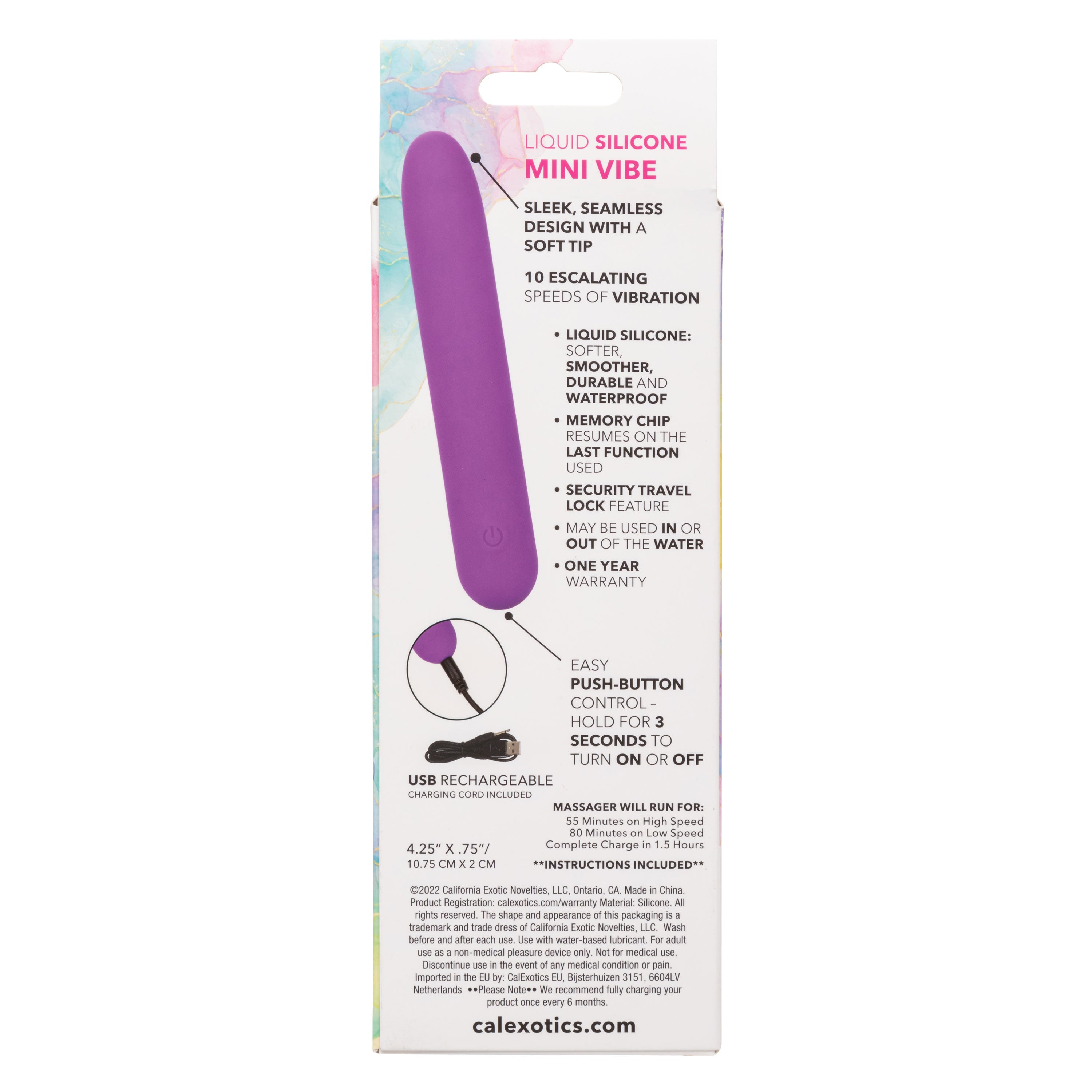 Bliss Liquid Silicone Mini Vibe Purple Rechargeable 10-Speed 4-Inch Vibrator BULLETS