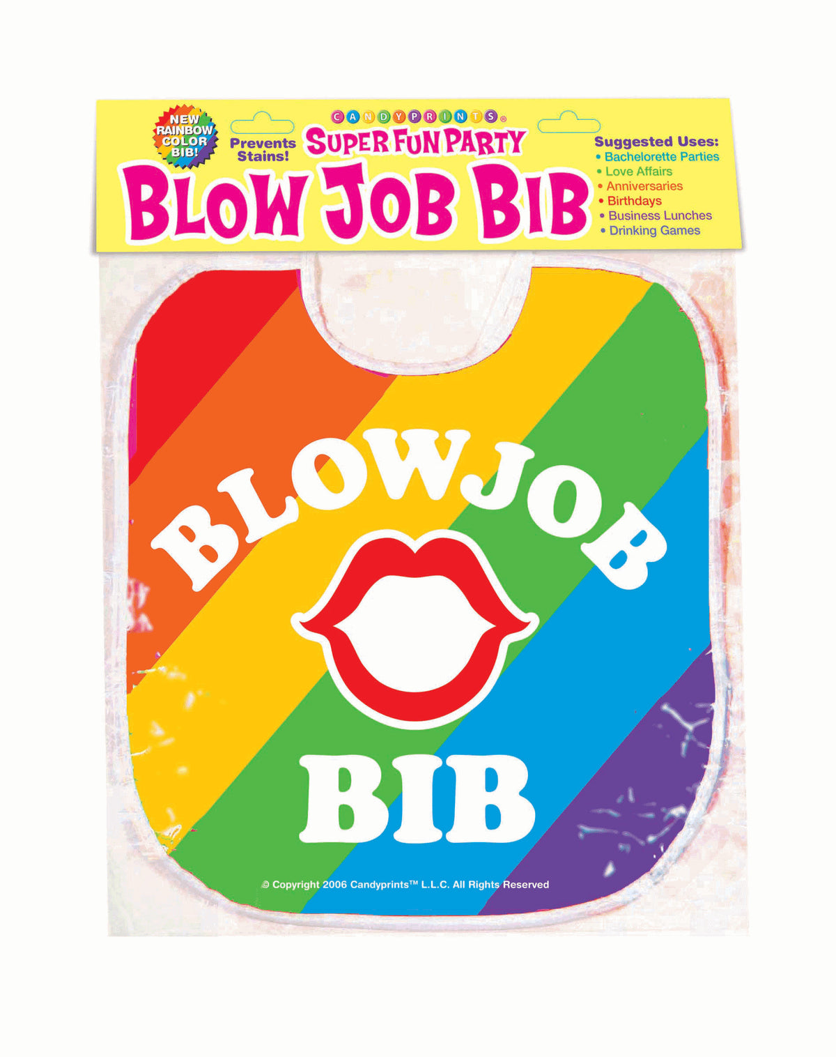 Blow Job Bib Rainbow Striped Party Accessory - Waterproof Vinyl Bib > Novelties > Bachelor & Bachelorette Items