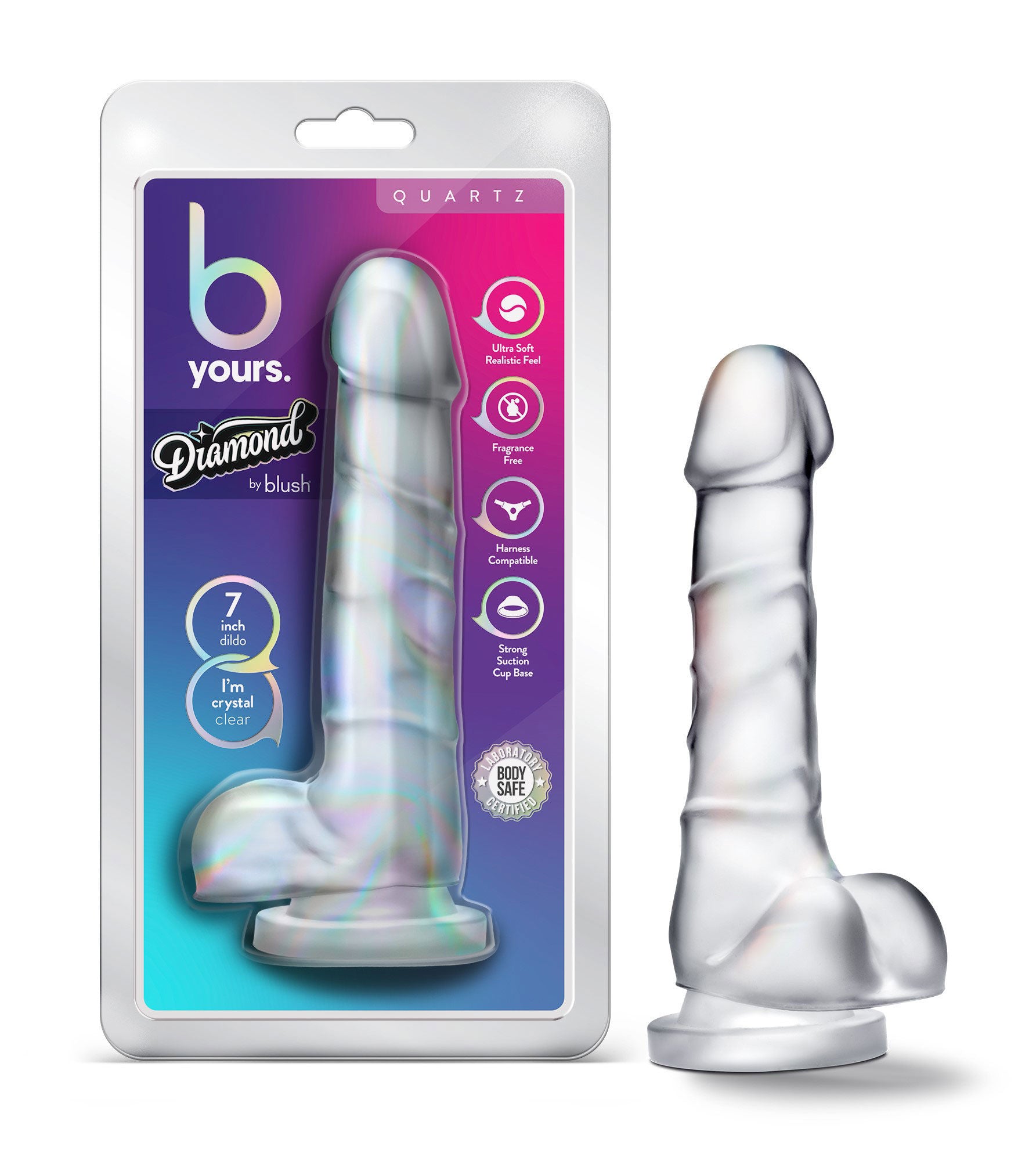 Blush B Yours Diamond Quartz Clear Realistic Suction Cup 5.5" Dildo > Dildos > Slim Dildos