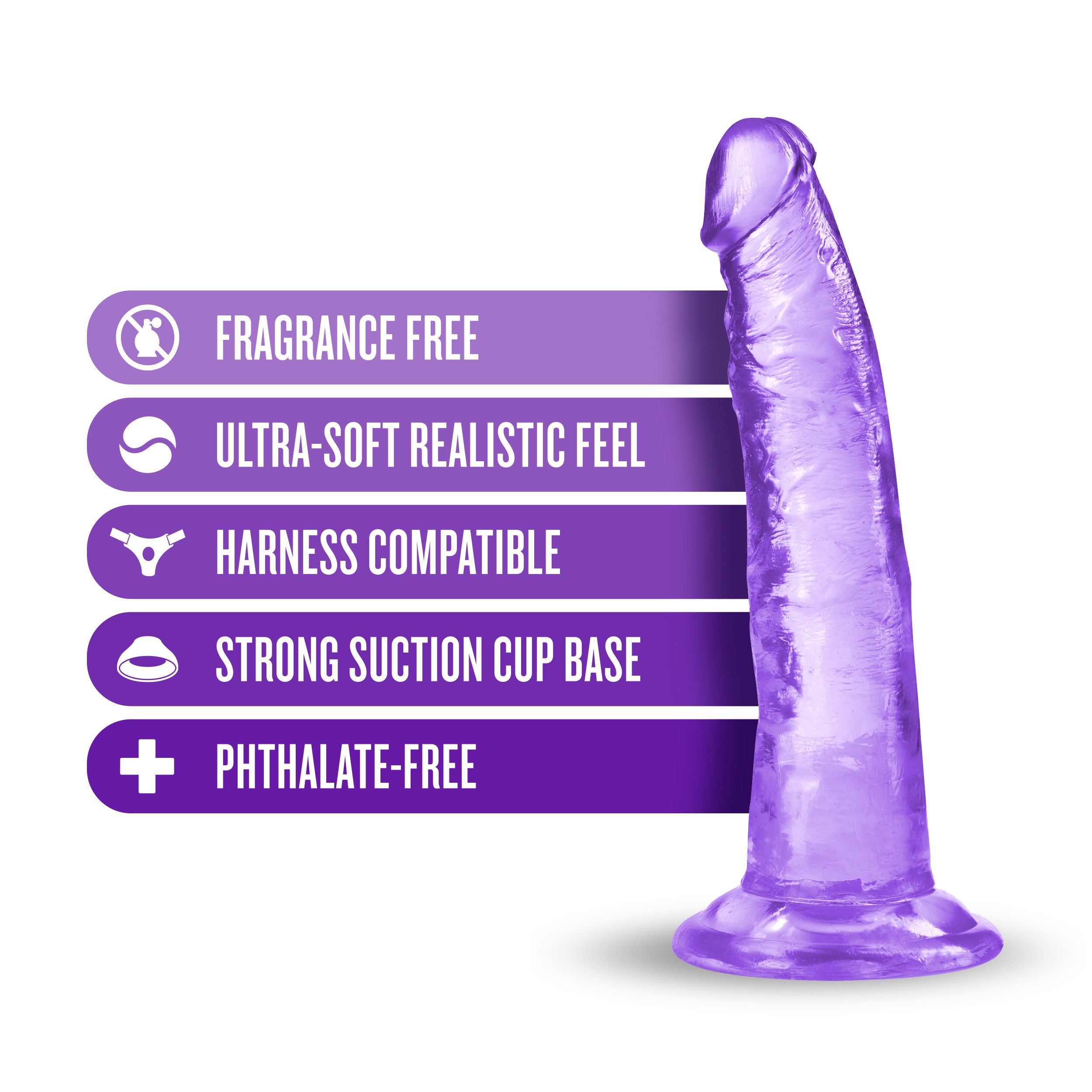 Blush B Yours Plus Purple Realistic 7.5" Dildo With Suction Base > Dildos > Realistic Dildos