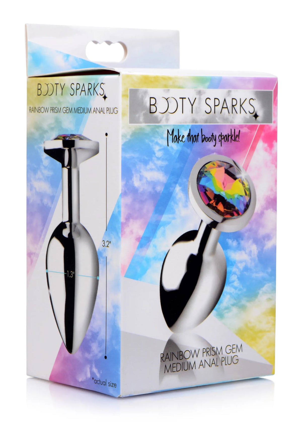 Rainbow Prism Gem 3.2 Inch Medium Butt Plug > Anal Range > Jewel Butt Plugs