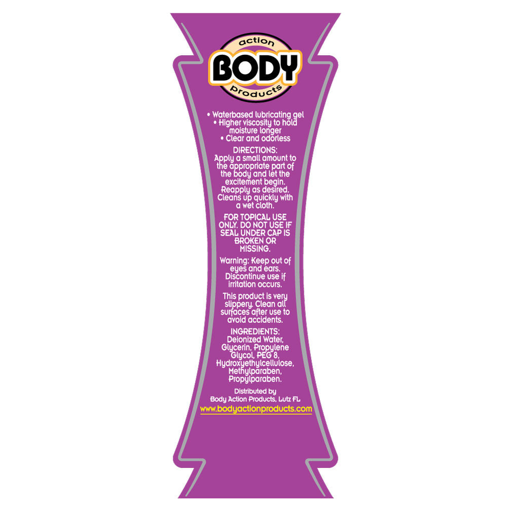 Body Action Supreme Water Based Lubricant Gel 4.8 Oz Bottle Water Based Lube