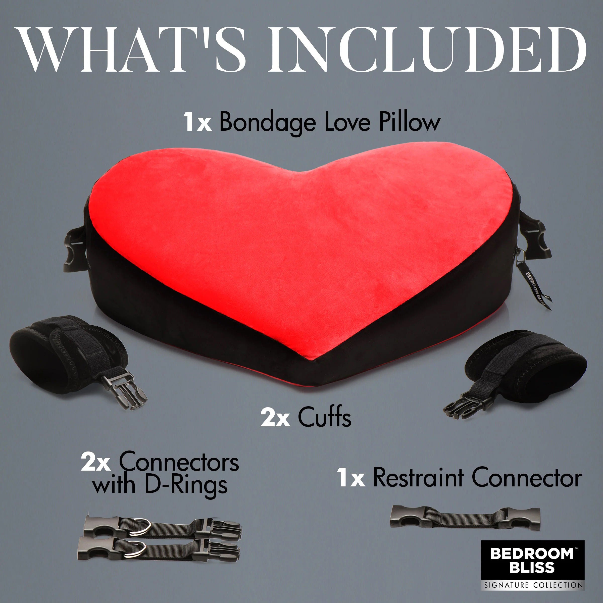 Bondage Love Heart Shaped Positionary Pillow Black Red Secondary image