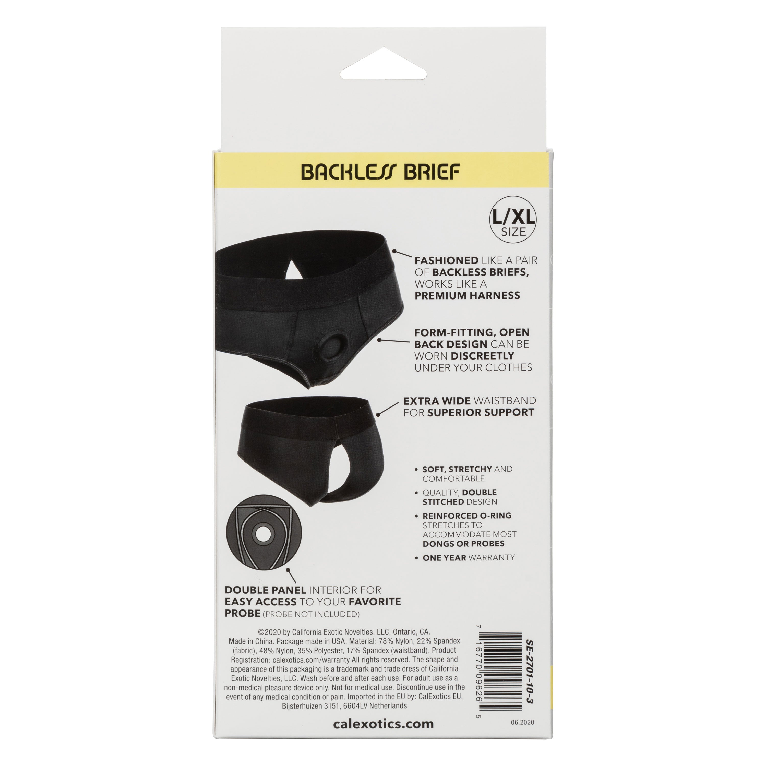 Boundless Backless Brief Harness Black Large/X-Large Size Bodyforms