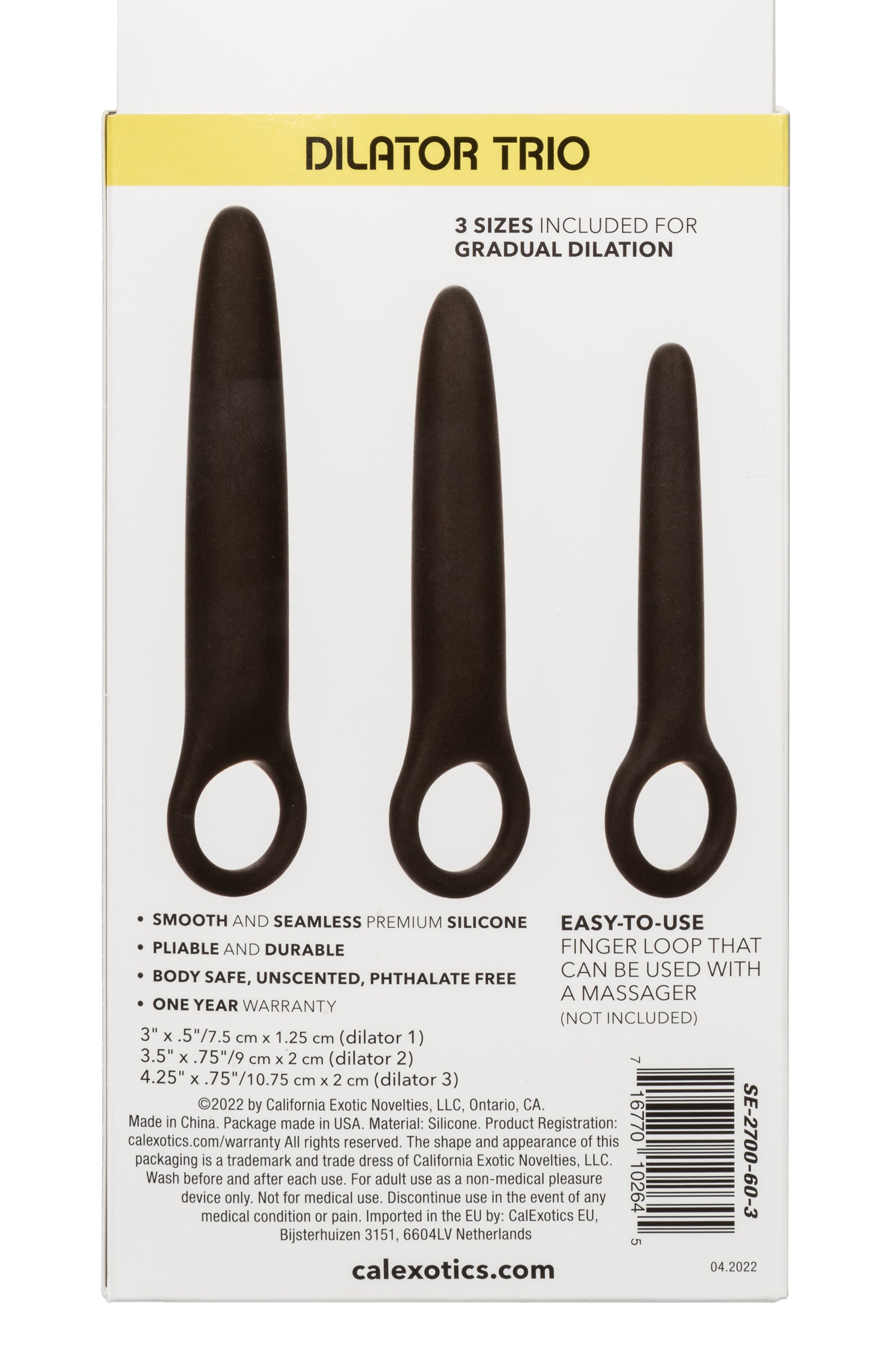 Boundless Dilator Trio Black Silicone Set with Three Graduated Sizes and Easy Finger Loop Dilators