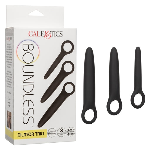 Boundless Dilator Trio Black Silicone Set with Three Graduated Sizes and Easy Finger Loop > Sex Toys > Dilators