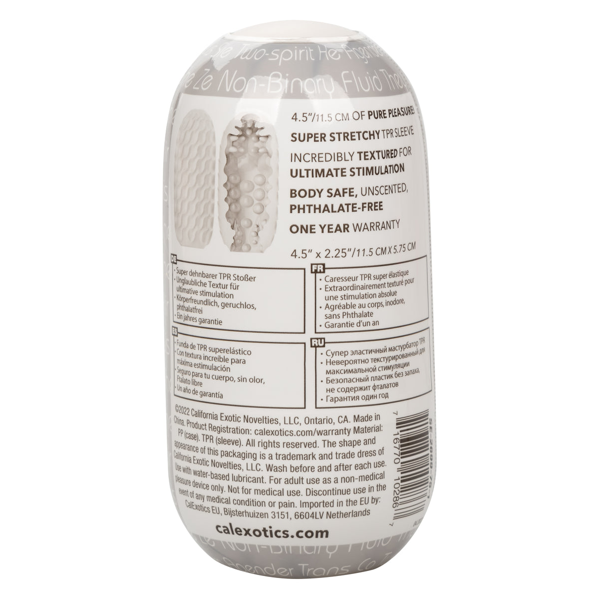 Boundless Reversible Nubby Stroker 4.5 Inch Dual-Texture Clear Compact Male Masturbator > Sex Toys For Men > Masturbators > Manual