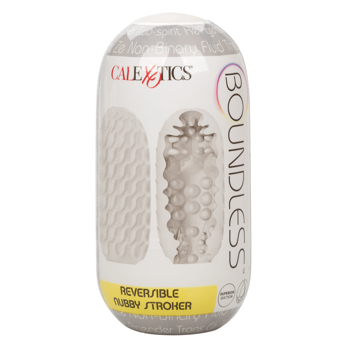 Boundless Reversible Nubby Stroker 4.5 Inch Dual-Texture Clear Compact Male Masturbator > Sex Toys For Men > Masturbators > Manual