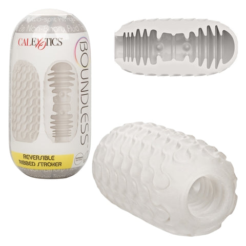 Boundless Reversible Ribbed Stroker White 4.5 Inch Compact Textured Male Masturbator Strokers - Manual