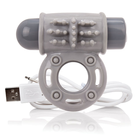 Charged Owow Rechargeable Grey Vibe Ring for Adult Intimacy Gray Cock Rings Vibrating