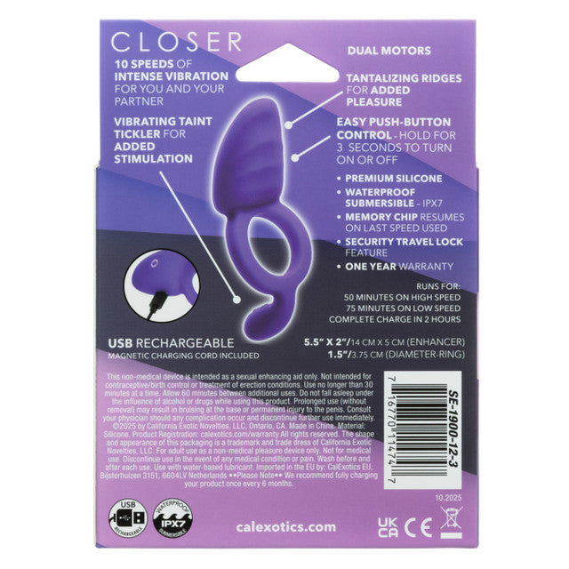 Closer Intimate Rechargeable Ring Passiona (Purple) – Rechargeable Pleasure Ring Purple > Sex Toys > Couples Toys