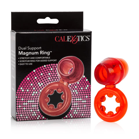 Dual Support Magnum Red Cockring with Scrotum Stability Ring Red Cockrings