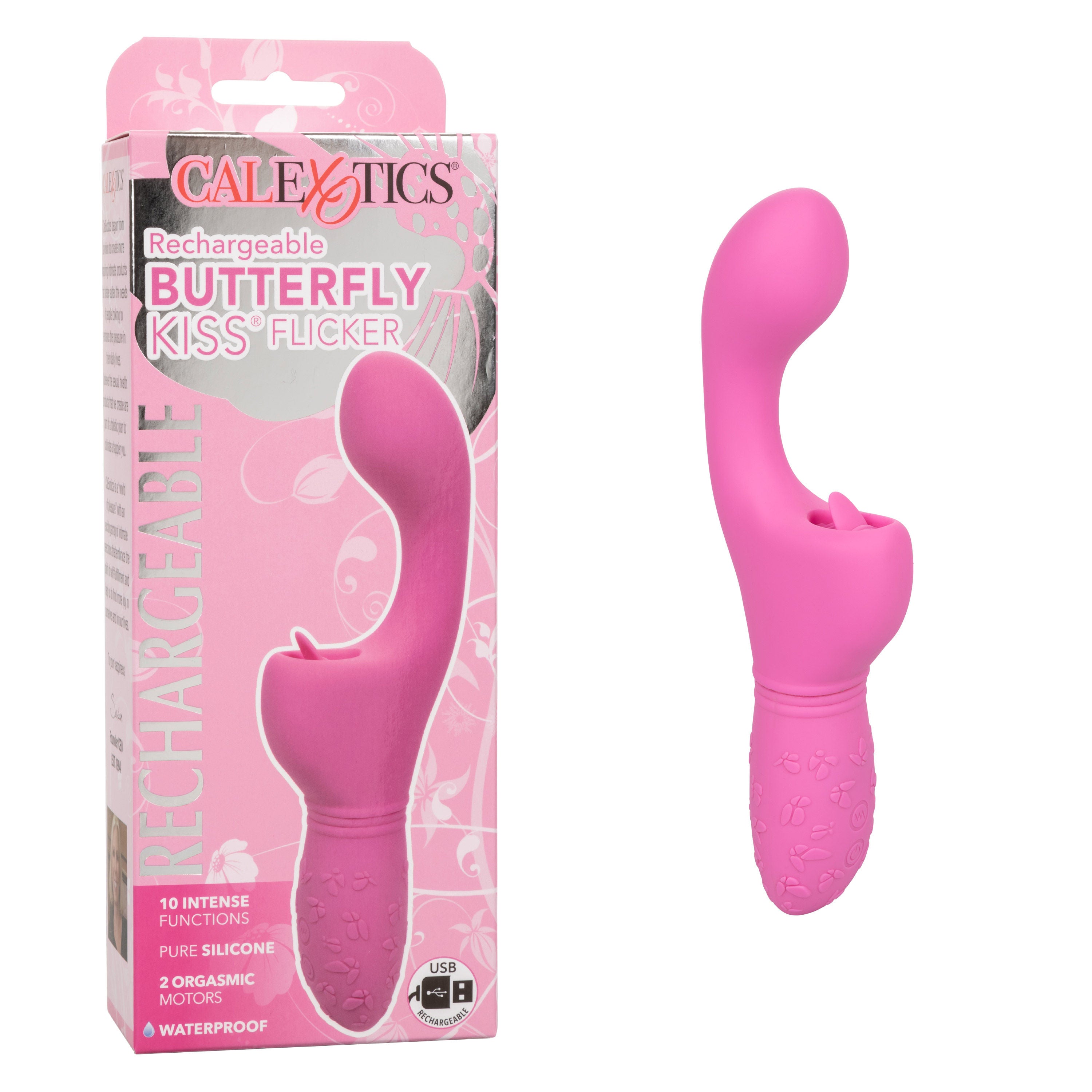 Rechargeable Butterfly Kiss Flicker - Blue Pink VIBRATORS-RABBIT-MULTI