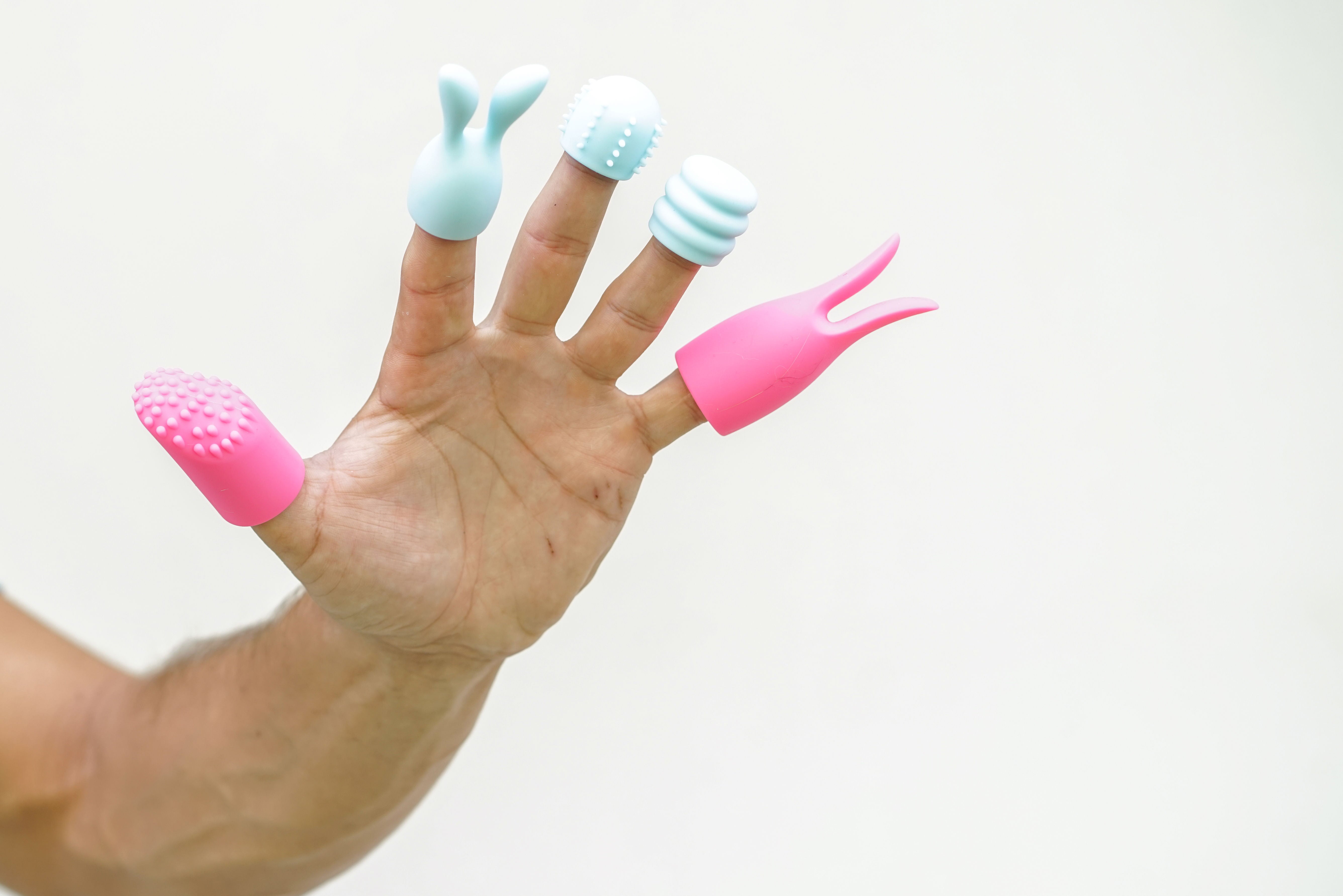 Quinn 5 Piece Silicone Attachments Set for Adult Massagers Pink Blue > Sex Toys For Ladies > Wand Massagers and Attachments