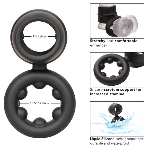 Alpha Liquid Silicone Dual Magnum Ring Black Stretchy Comfortable Size COCK RINGS Sling