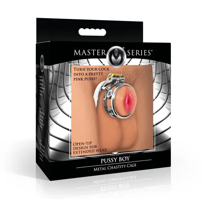 Pussy Boy Metal Chastity Cage – Body-Safe Silicone Chastity Device Silver > Bondage Gear > Male Chastity