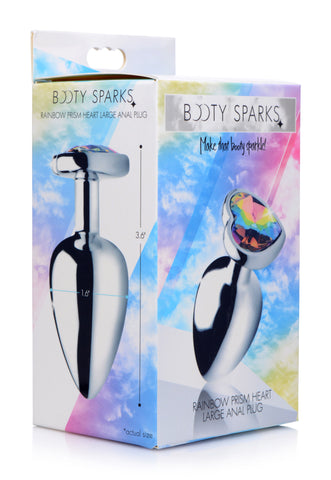 Rainbow Prism Heart Large Anal Plug with Dazzling Gem Design > Anal Range > Jewel Butt Plugs