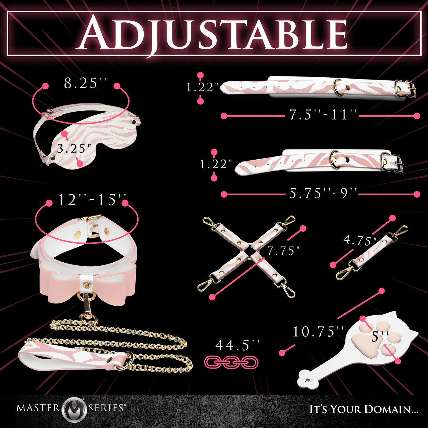 Pink Kitty Vegan Leather Bondage Set with Gold Rivet Details > Bondage Gear > Restraints