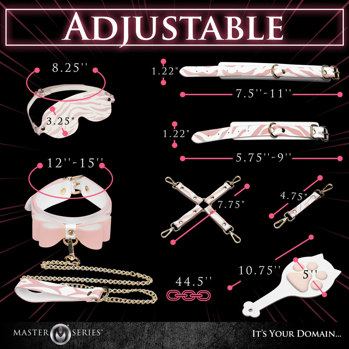 Pink Kitty Vegan Leather Bondage Set with Gold Rivet Details > Bondage Gear > Restraints