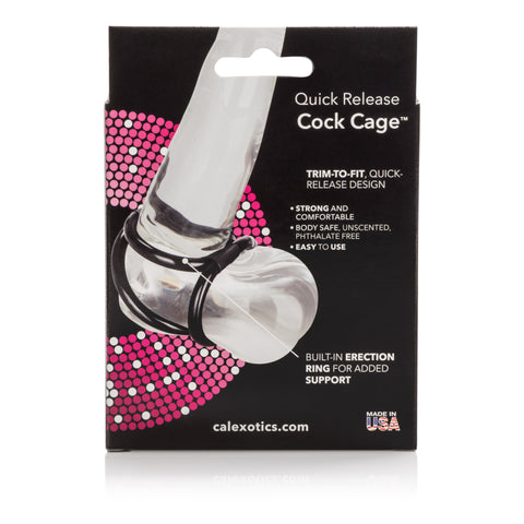 Quick Release Cock Cage With Trim-To-Fit Erection Enhancer Rings Cages