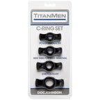 Titanmen Cock Ring Set (Black) – Stretchable Cock Rings Set > Cock Ring > Sets