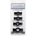 Titanmen Cock Ring Set (Black) – Stretchable Cock Rings Set > Cock Ring > Sets