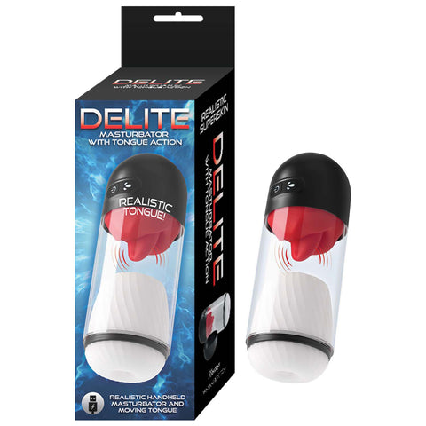 Nasstoys Delite Masturbator With Tongue Action (White) – Rechargeable Male Masturbator White Strokers - Auto