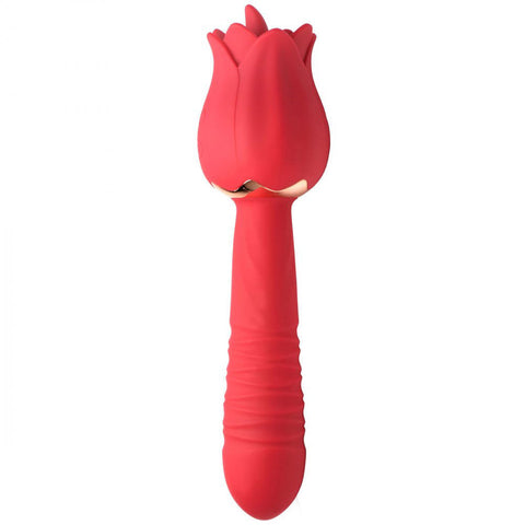 Bloomgasm Racy Rose Wireless Vibrator with Thrust and Lick Suction Stimulator