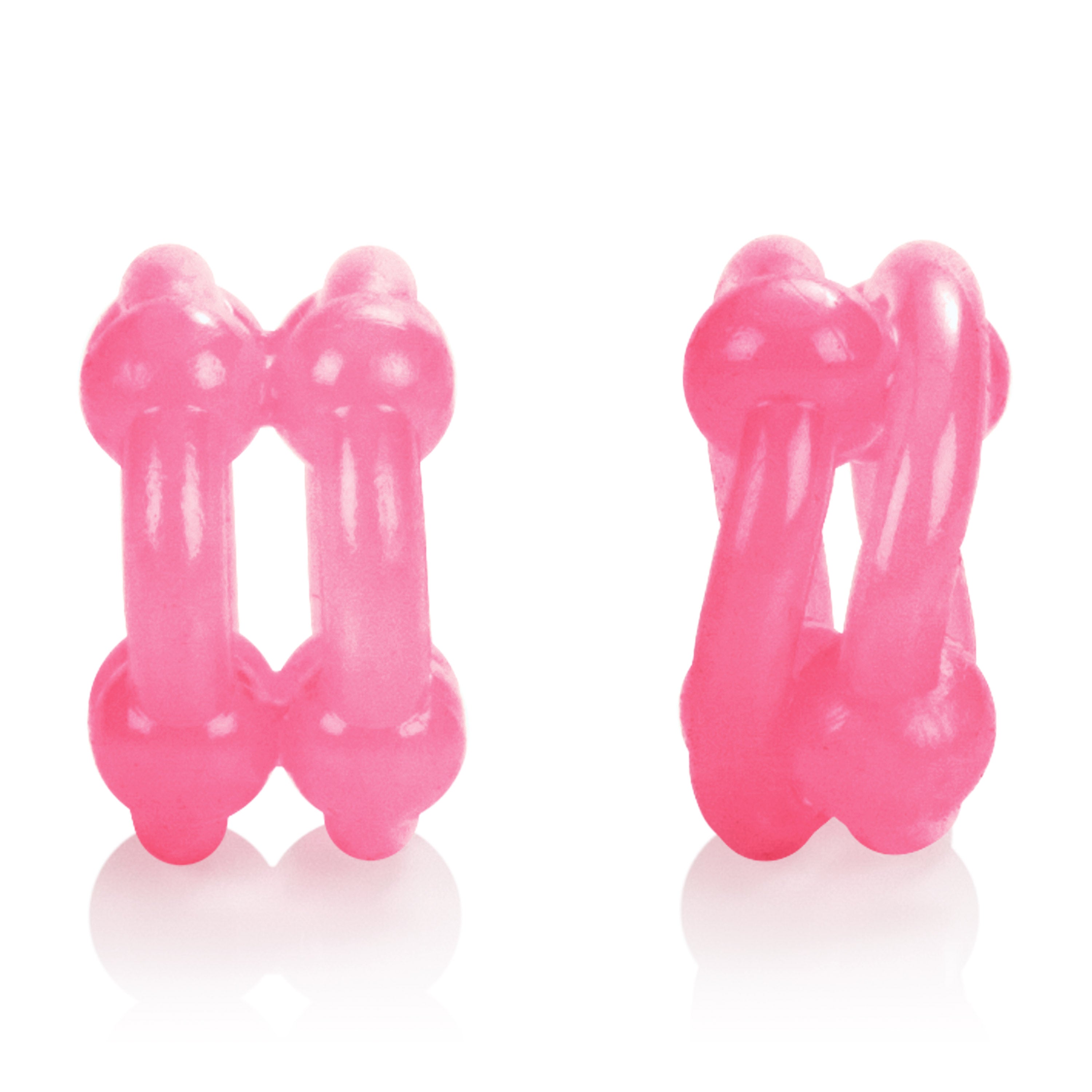 Island Rings Double Stacker Pink Glow in the Dark Stretchy TPE Cock Rings 0.75 Inch 2 cm COCK RING Set