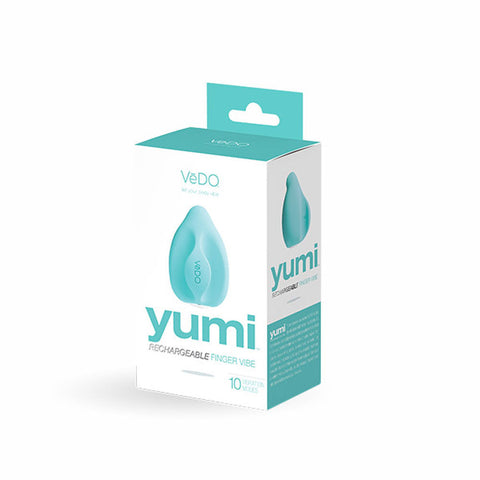 Yumi Rechargeable Finger Vibrator in Foxy Pink with 10 Modes Turquoise Suction Stimulator