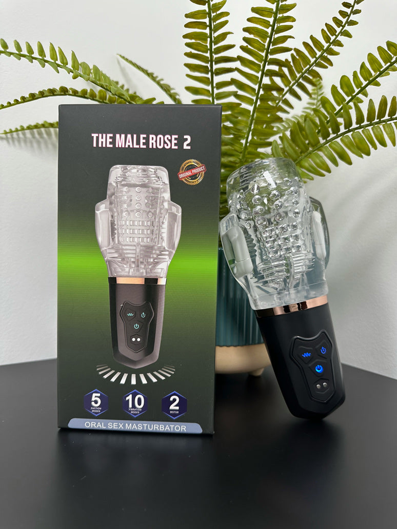 The Male Rose 2 Vibrating Male Masturbator with 10 Modes Clear Strokers - Auto