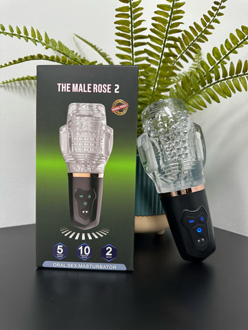 The Male Rose 2 Vibrating Male Masturbator with 10 Modes Clear Strokers - Auto