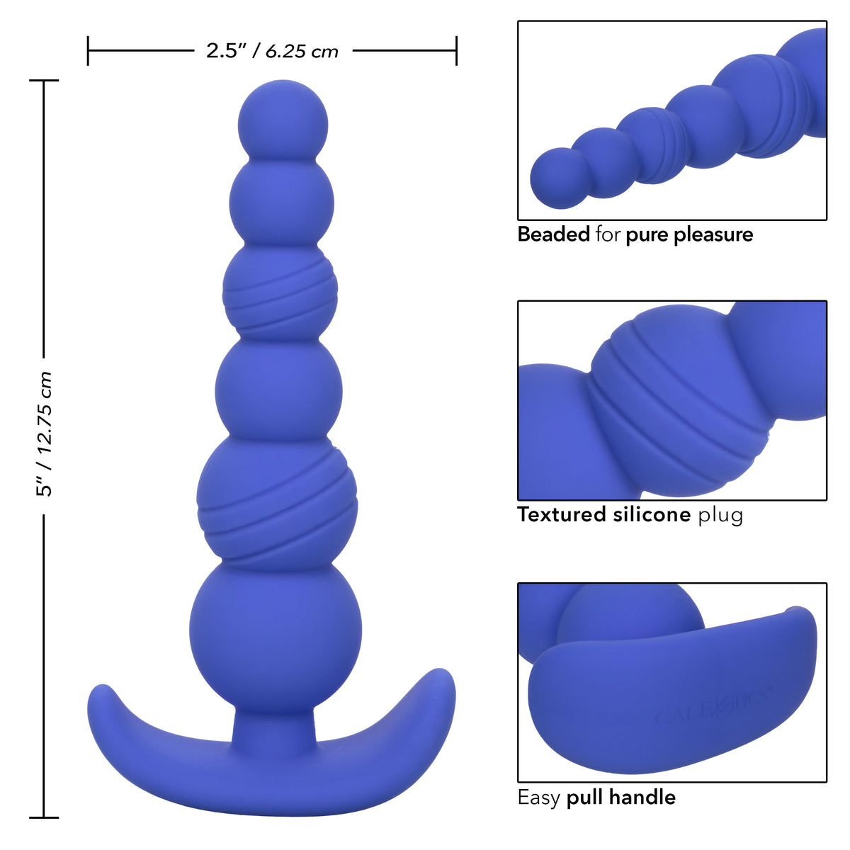 Cheeky X-6 Beads Silicone Anal Probe in Purple with Gradually Beaded Shaft and Pull Handle Base 5 Inch > Anal Range > Butt Plugs