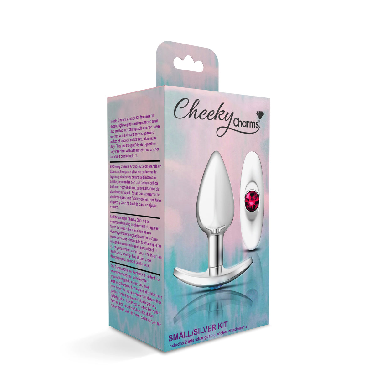 Cheeky Charms Silver Anchor Butt Plug with Clear and Pink Jewel (2.57 inch) > Anal Range > Jewel Butt Plugs