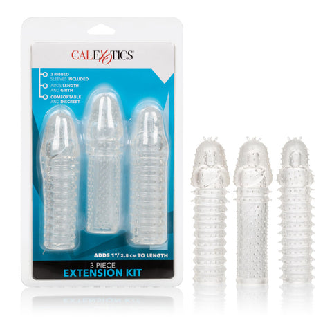 3 Piece Extension Kit with Ribbed Texture for Enhanced Pleasure SLEEVES