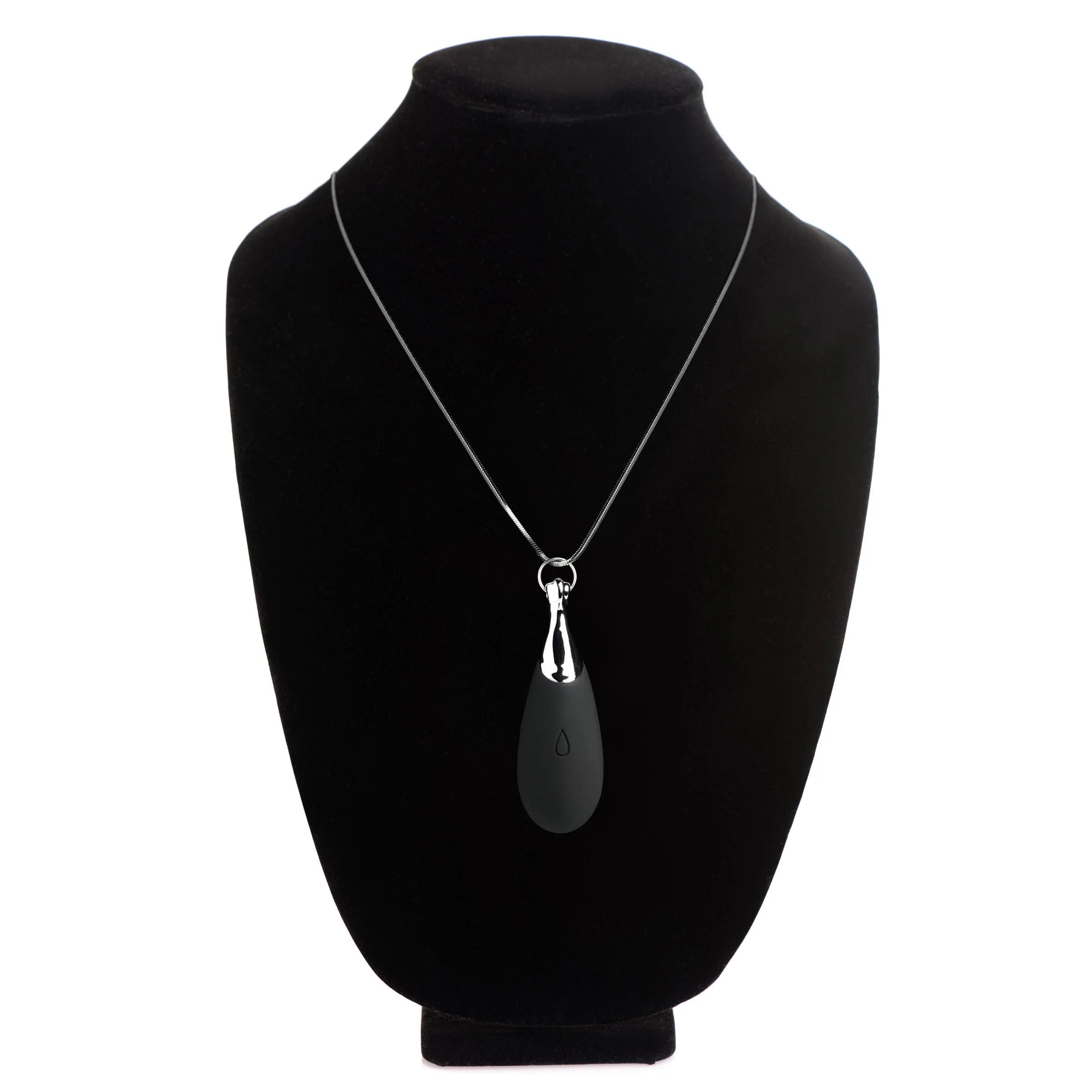 Silicone Vibrating Teardrop Necklace Black Adult Toy Vibrators