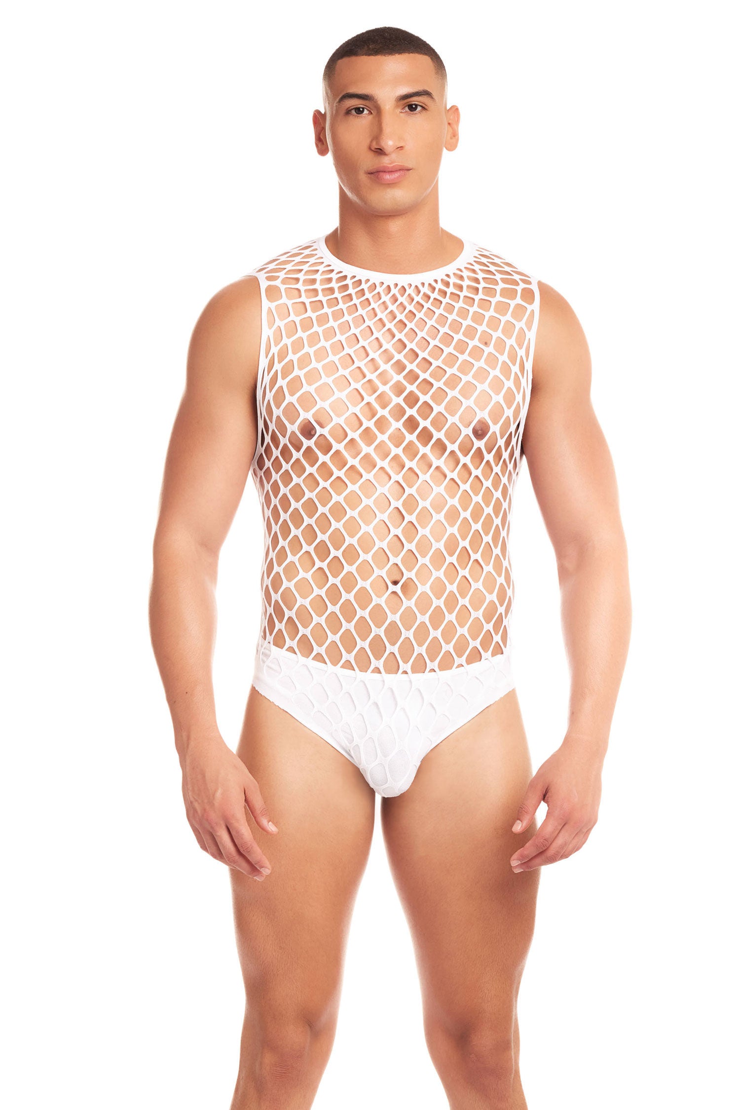 Full Effect White Two Piece Adult Intimate Bodysuit Set Small Medium White Bodystocking