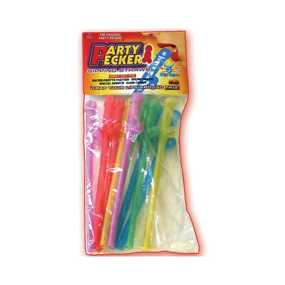 Party Pecker Drinking Straws 10 Pc Assorted Colors Set Secondary image