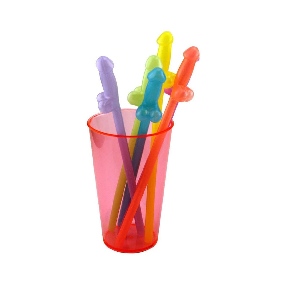 Rainbow Naughty Glow In The Dark Drinking Straws Set Secondary image