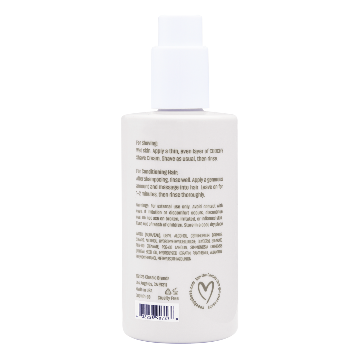 Coochy Au Natural – 8 Fl Oz Fragrance-Free Shave Cream