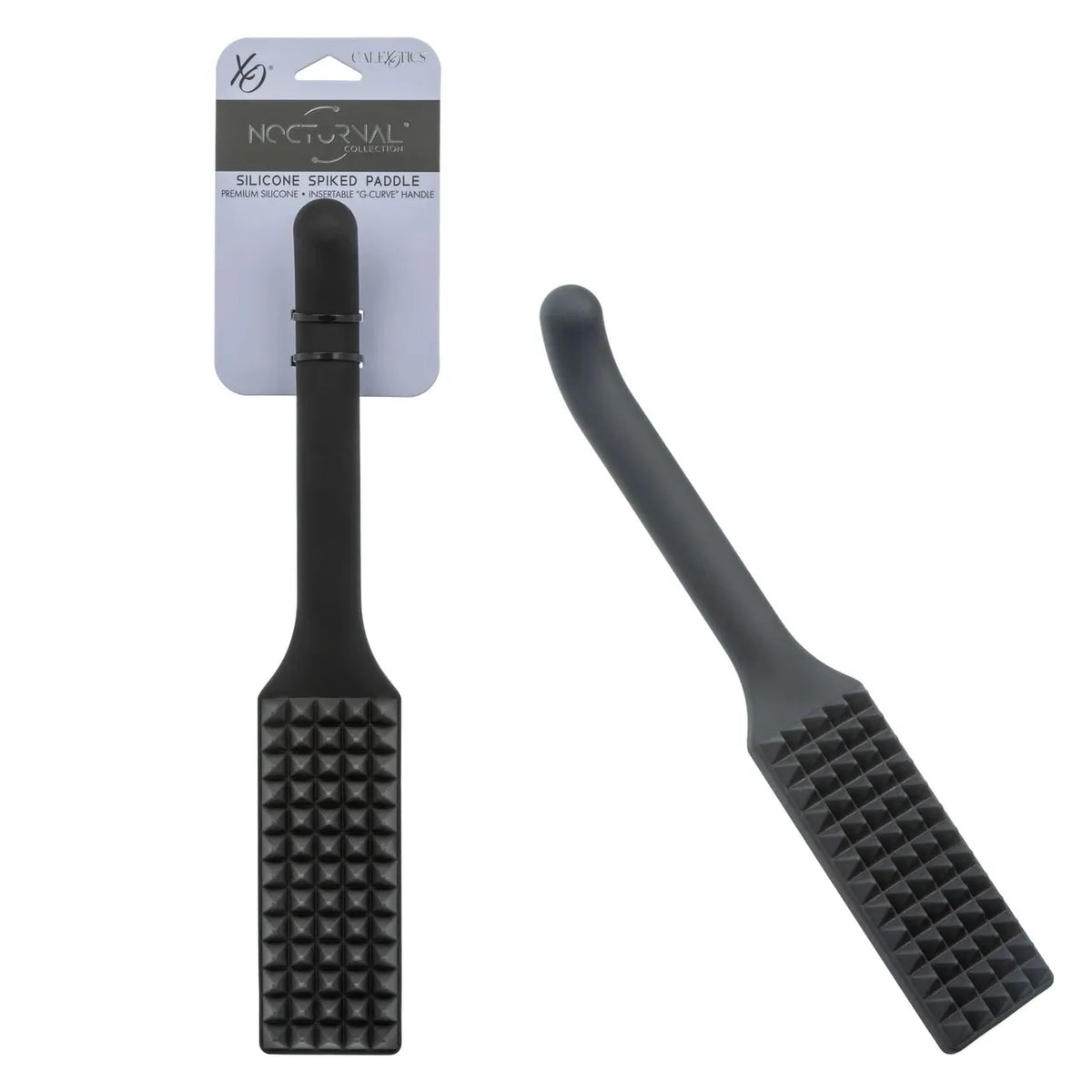 Nocturnal Collection Silicone Spiked Paddle with G-Curve Handle Black > Bondage Gear > Paddles Main image