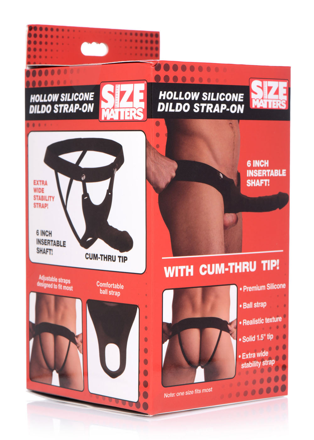 Size Matters Hollow Silicone Dildo StrapOn Black STRAP-ONS