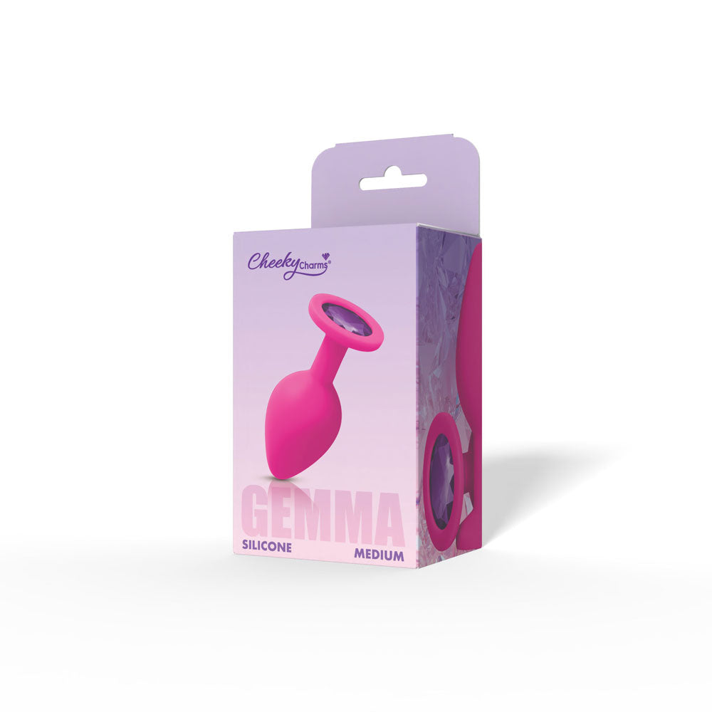 Gemma Purple Gem Pink Silicone Plug (Medium) – Vibrant Anal Plug > Anal Range > Jewel Butt Plugs