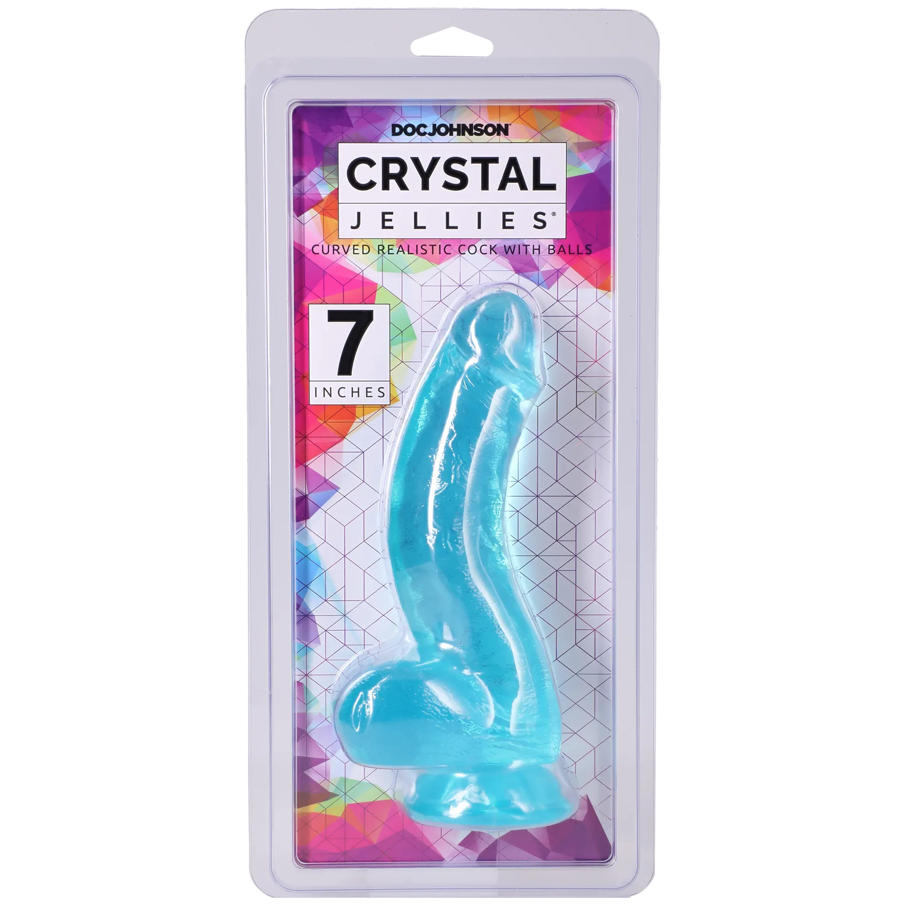 Crystal Jellies Curved Realistic Cock 7 Inch Phthalate-Free Dildo Teal > Dildos > Realistic Dildos
