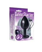 The Silver Starter Anodised 7.1 cm Butt Plug with Violet Jewel > Anal Range > Jewel Butt Plugs