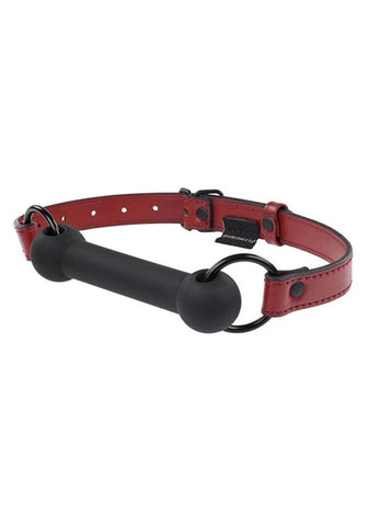 Saffron Silicone Bit Gag with Adjustable Leather Strap Black Red Gags