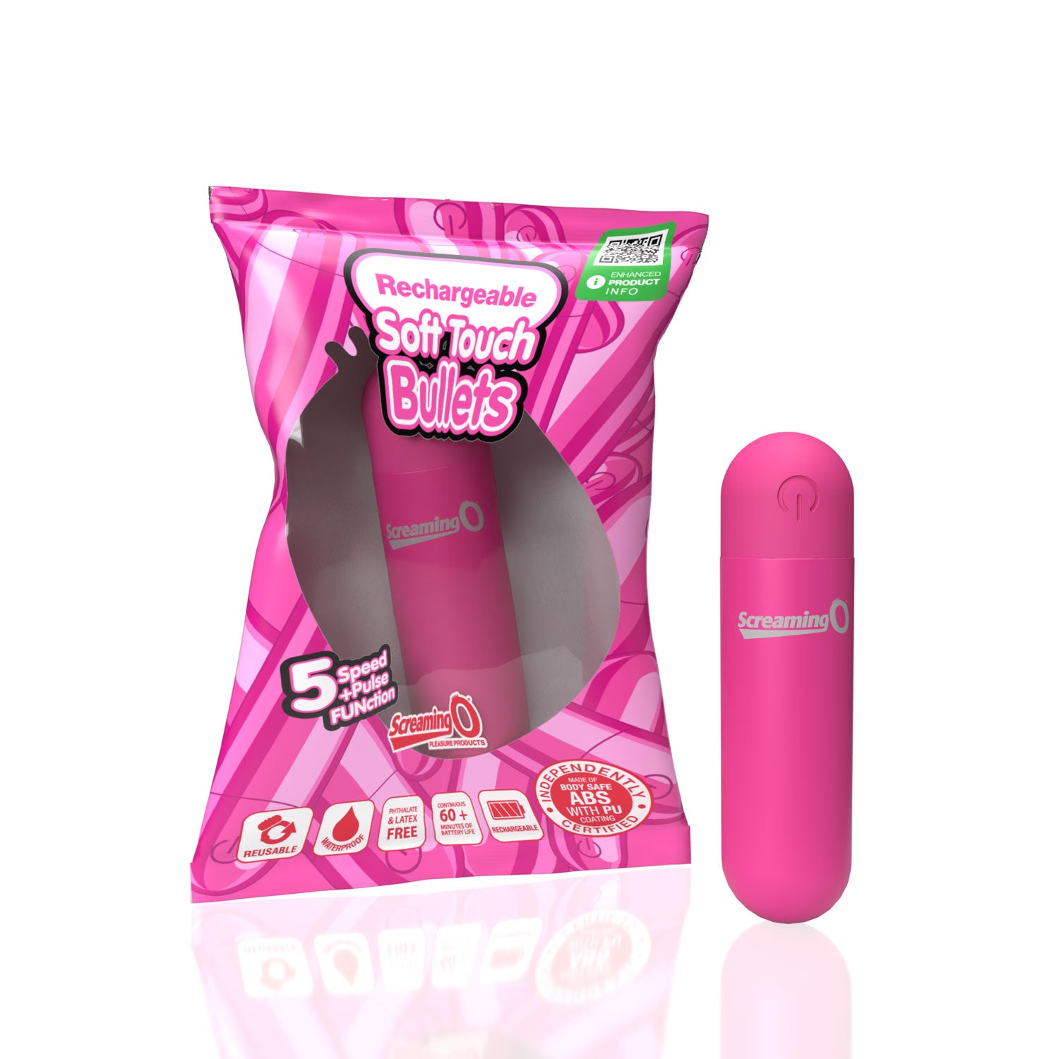 Screaming O Soft Touch Rechargeable Bullet Vibrator Pink Compact Size Waterproof BULLETS