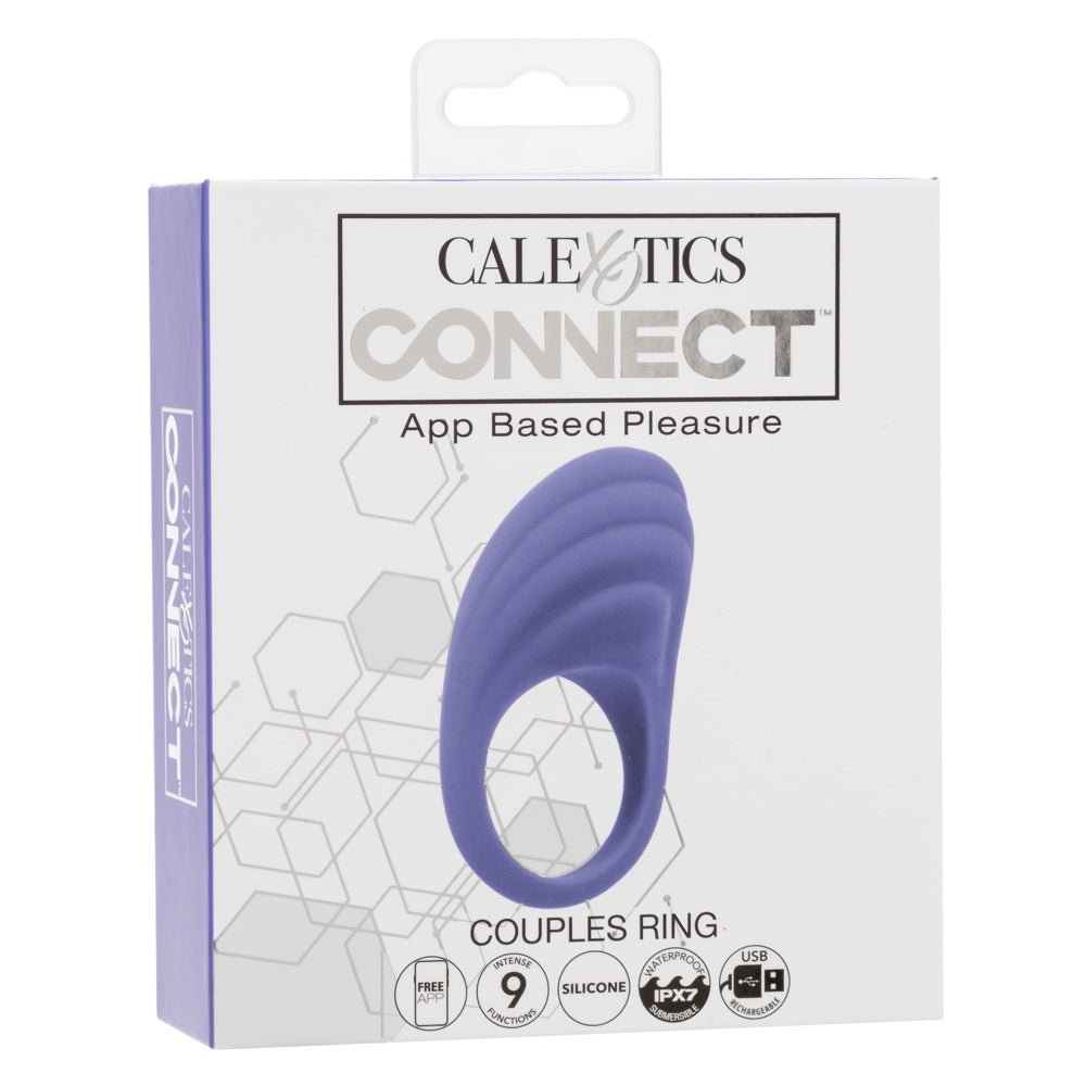 CalExotics Connect Couples Ring Blue Silicone App Controlled Waterproof Size Medium > Sex Toys > Remote Control Toys