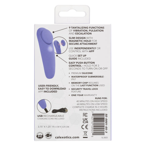 CalExotics Connect™ Panty Teaser App-Based Pleasure Device in Purple Silicone with 9 Vibration Functions and USB Rechargeable Waterproof Design Panty Vibrators