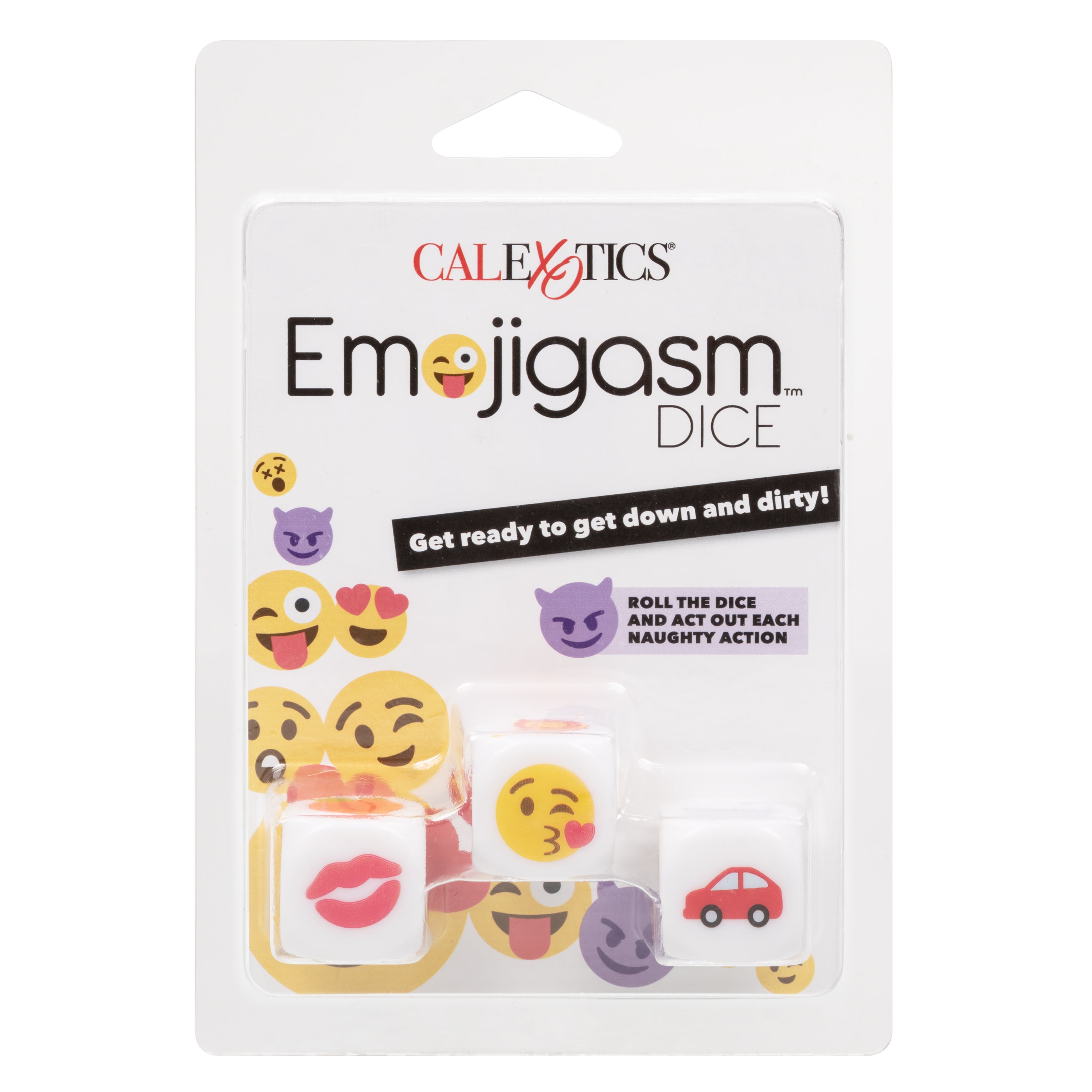 CalExotics Emojigasm Dice Naughty Acrylic Game for Couples 3 Piece Set Games